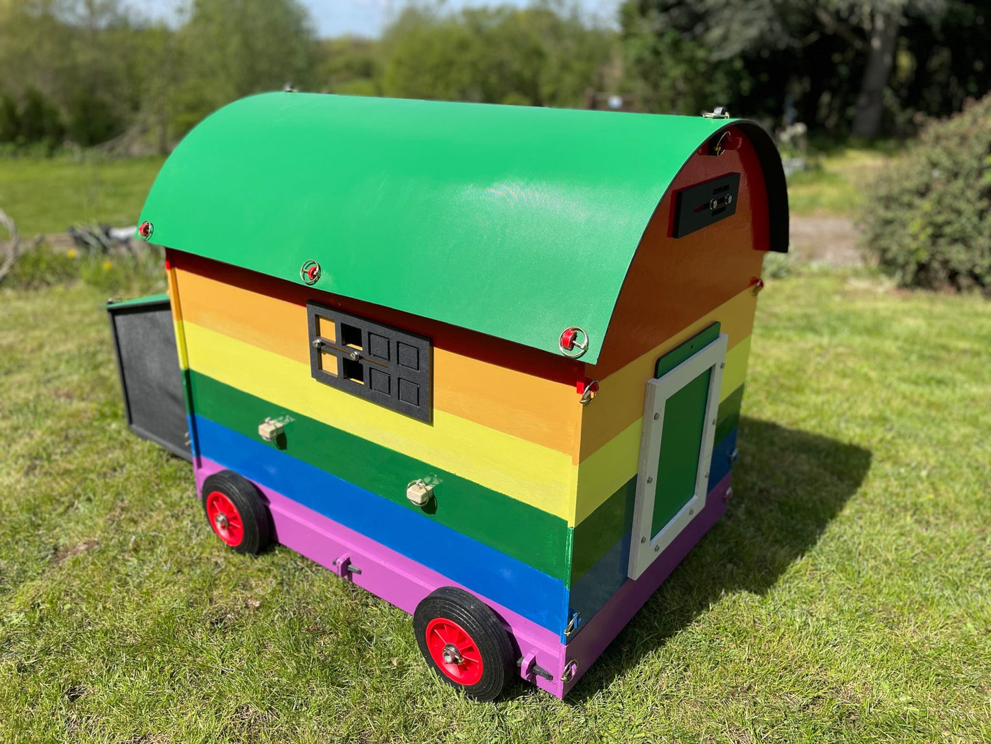 Custom Coloured Wooden Chicken Coop - Rainbows