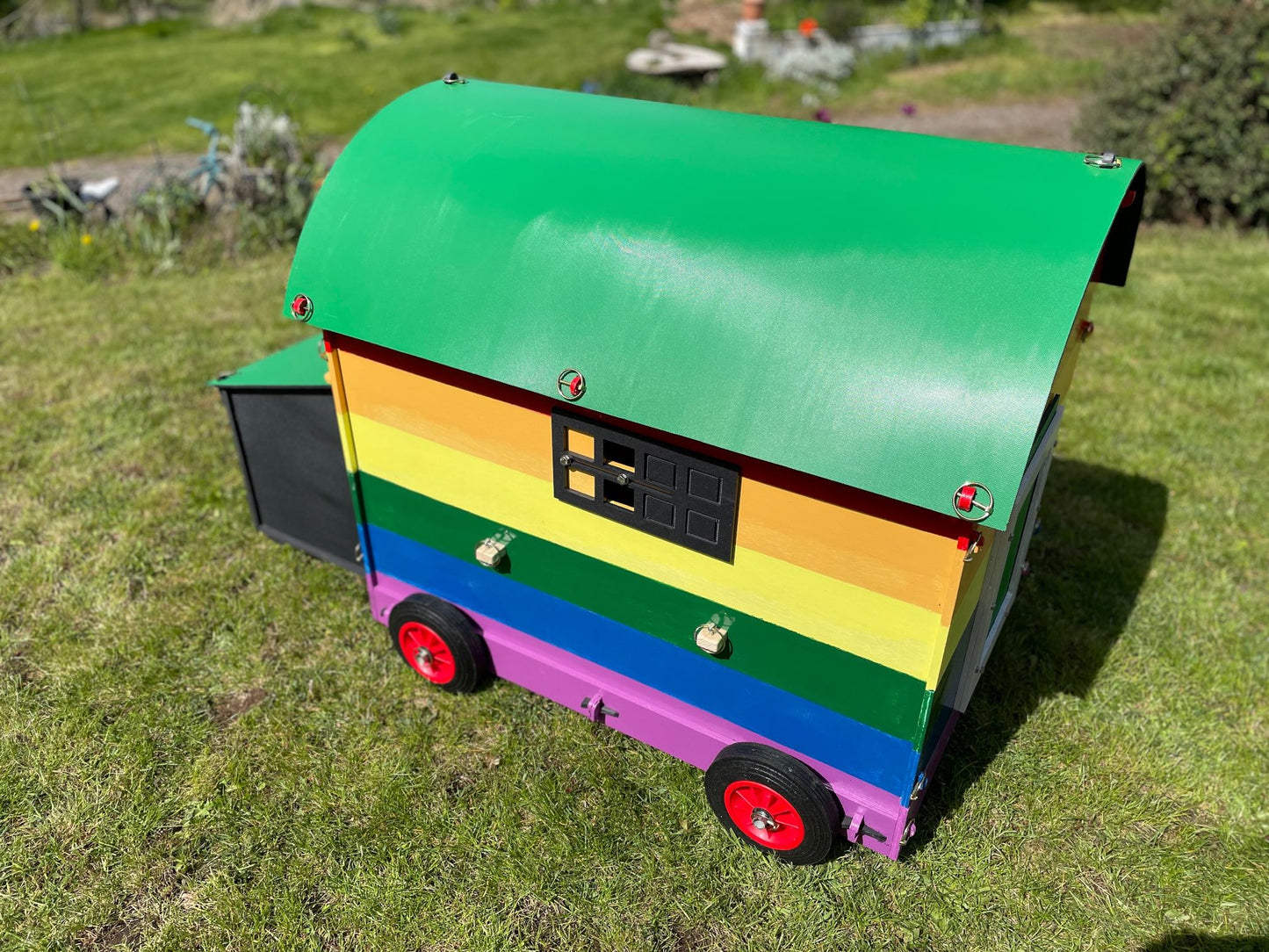 Custom Coloured Wooden Chicken Coop - Rainbows