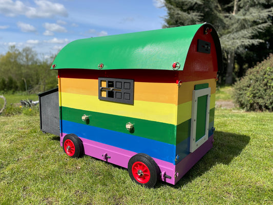 Custom Coloured Wooden Chicken Coop - Rainbows